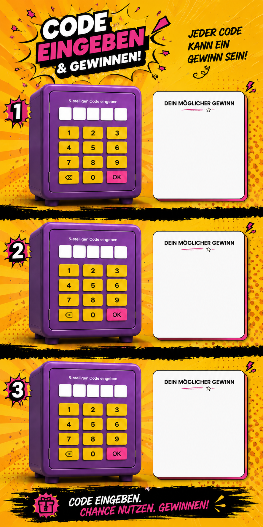 Code eingeben und gewinnen